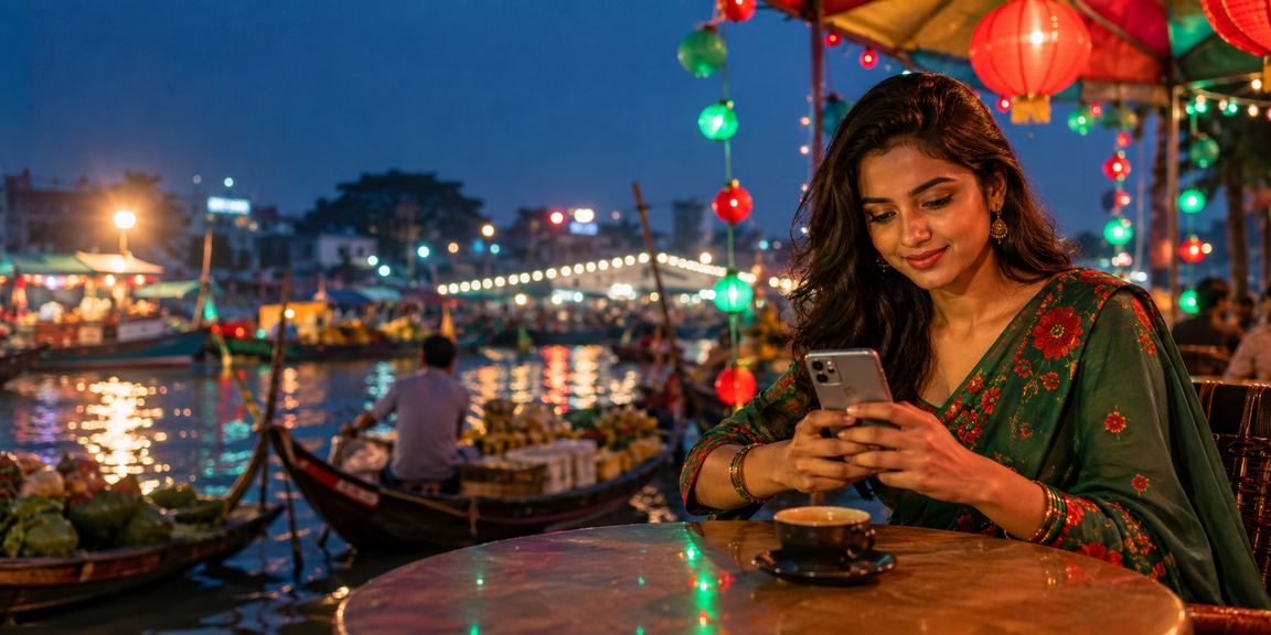 বরিশালের লটারি ট্রেডিং রাতের বেলায় লাল ও সবুজ আলোতে